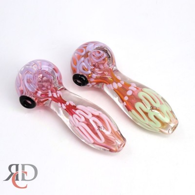 GLASS PIPE GOLD WITH SLIME NOODLE ART FANCY PIPI GP8558 1CT
